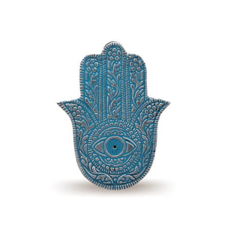Hand Fatima Incense & Cone Holder Turquoise