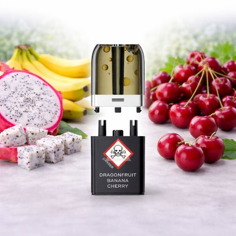 VOZOL - Neon Plug Max Pod Tank Pack & E-Liquid Container mit Dragonfruit, Banana und Cherry Geschmack