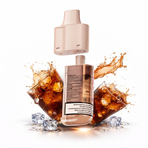 LOST MARY LUX 7000 Pods Refill mit 12 ml Flüssigkeit und integriertem Coil, umgeben von Eiswürfeln und Spritzern.