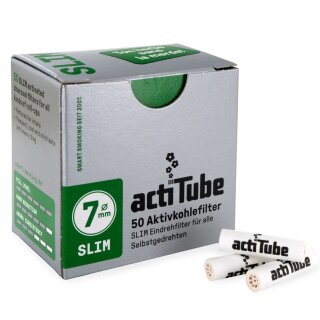 Actitube Slim Aktivkohlefilter 7mm, 50 Stück für kühles und sauberes Rauchen.