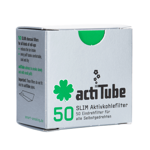 Actitube Slim Aktivkohlefilter 7mm in einer Packung mit 50 Stück für sauberes Rauchen und angenehmen Genuss.
