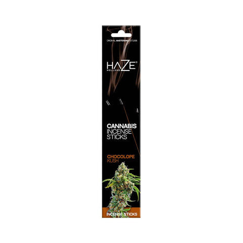 HaZe Cannabis Duftstäbchen – Chocolope Kush verpackt, erdiger süßer Duft für Entspannung.