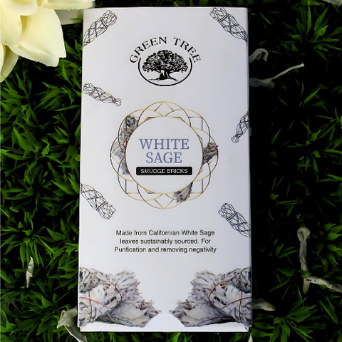 Green Tree White Sage Smudge Bricks - 15 Stück mit Räucherhalter