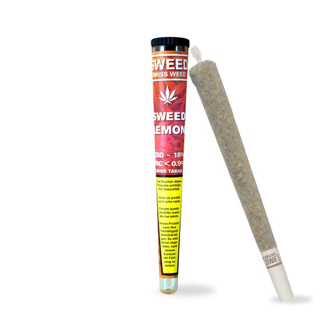Sweed Pre-Rolled Lemon in einer praktischen Verpackung, bereit zum Genießen, frischer Zitronengeschmack.