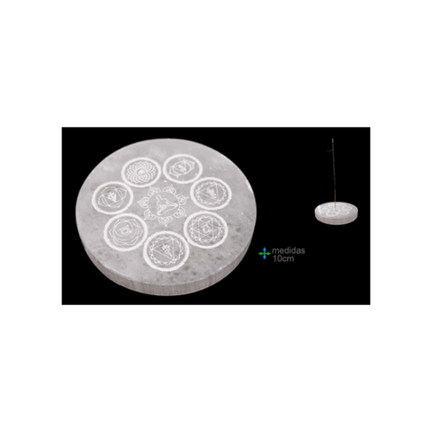Porte-encens Sélénite Cercle 7 Chakras