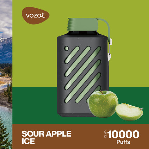 Original Vozol Gear 10000 20mg PUFF Sour Apple Ice Vape Shop Schweiz Viweedy