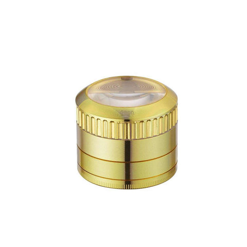 Grinder Magnifier Gold with magnifying glass and storage compartment