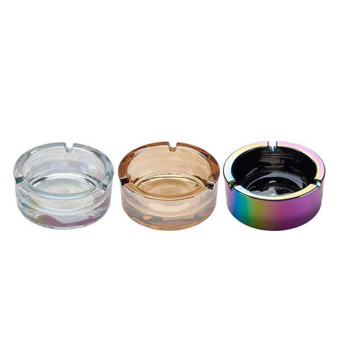 Rainbow glass ashtray round - assorted