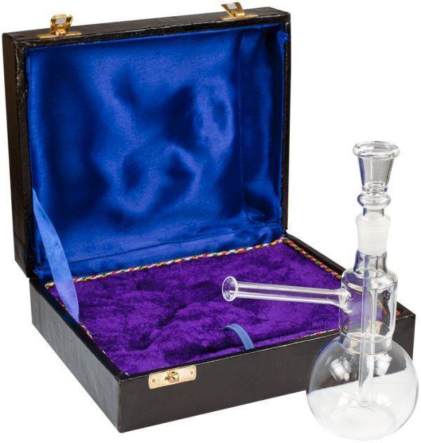 Bong Glas Doppelkugel 20cm gb-080 inkl. schwarzer Koffer