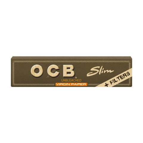 OCB Virgin Slim Papers und Filters Kombiheft mit 32 ultradünnen, ungebleichten braunen Drehpapieren und 32 Filtern