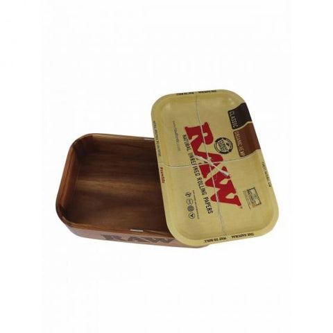RAW wooden box with rolling tray lid