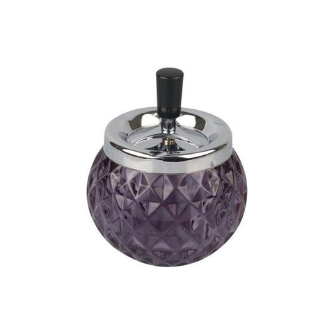 Rotating ashtray chrome with purple glass ball