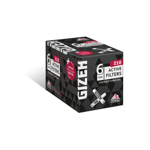 GIZEH Black Active Filter 6mm Box (210 Stk.) + Rouleaux gratuits 5m