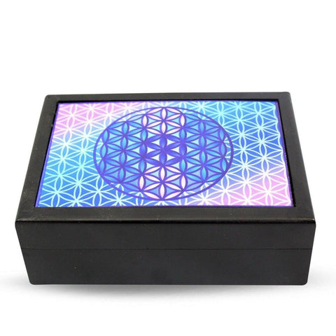 CBD & Räucherwerk Online Shop Schweiz | Blume des Lebens laminierte Black Box
 findest du im Viweedy Store in Basel
