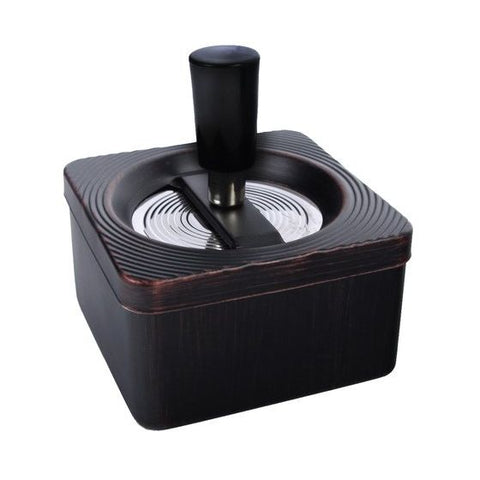 Drehaschenbecher Eckig Holzoptik 8.5cm