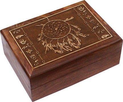 CBD & Räucherwerk Online Shop Schweiz | Elegante hölzerne gravierte Aufbewahrungsbox - Dreamcatcher
 findest du im Viweedy Store in Basel
