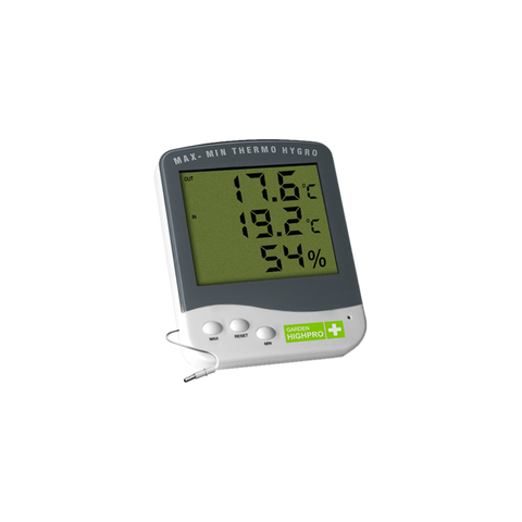 Highpro digital thermometer and hygrometer with external probe - large display