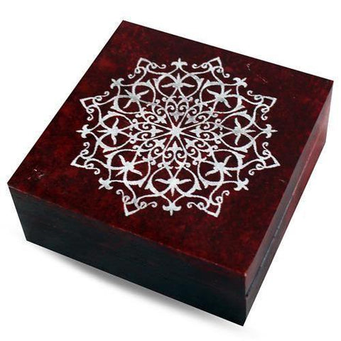 CBD & Räucherwerk Online Shop Schweiz | Mandala Red Speckstein Aufbewahrungsbox
 findest du im Viweedy Store in Basel