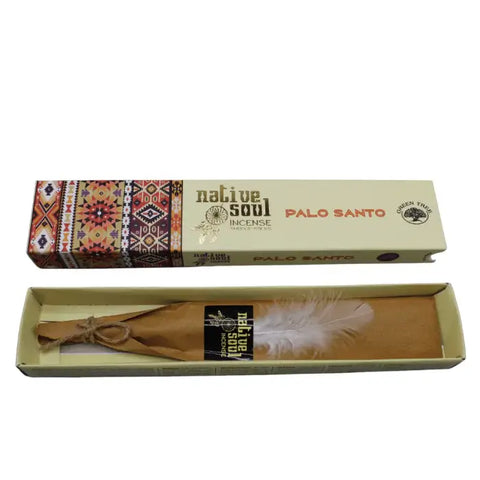 Green Tree Native Soul Palo Santo incense sticks in decorative packaging for spiritual cleansing and harmony.