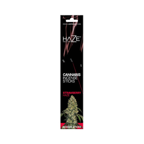 HaZe cannabis incense sticks with strawberry scent packaging, adding sweet aroma to any space.