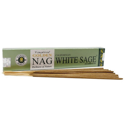 CBD & Räucherwerk Online Shop Schweiz | Vijayshree Golden Nag Californian White Sage Masala Räucherstäbchen
 findest du im Viweedy Store in Basel