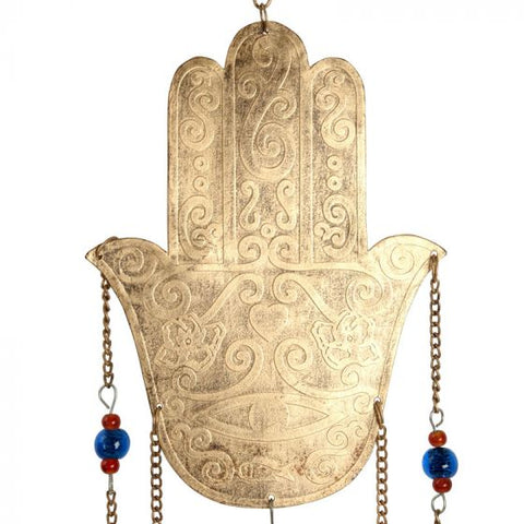 Windspiel Hamsa in Messing